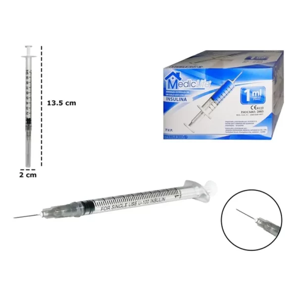 Caja de jeringas de 1ml 100 unidades Mediclife